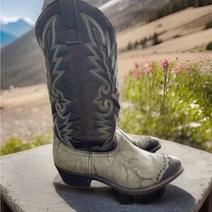 Mens 10.5D Laredo Flagstaff BlkGrey Marbled Wingtip Western Dress Boot 6782 MINT